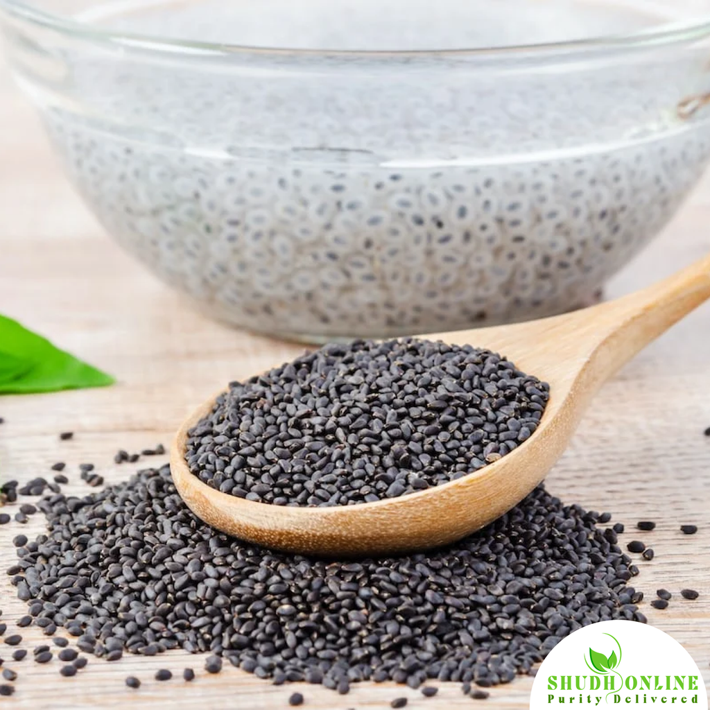 Sabja Seeds Basil Seeds for Weight Loss Organic Tulsi beej Kamakasturi Tumkaria Sbja for Falooda