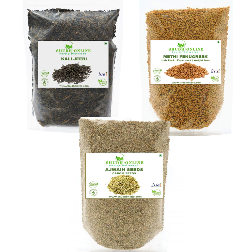 Shudh Online Premium Kali Jeeri, Methi, Ajwain Combo Pack